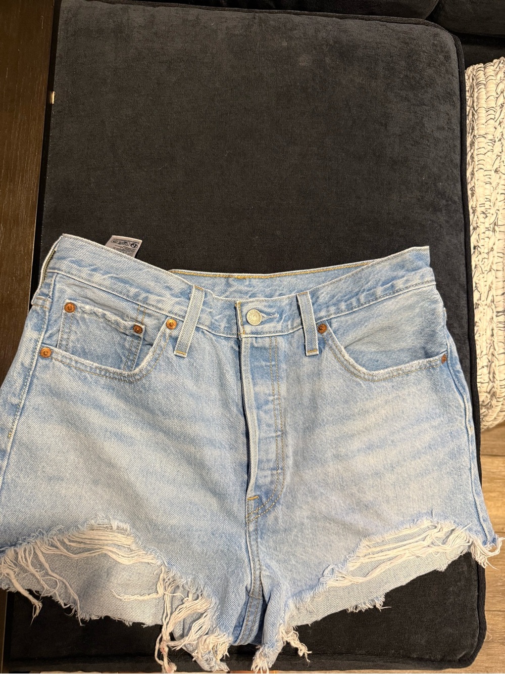 Levi’s 501 Light Blue Distressed Denim Women's Shorts
